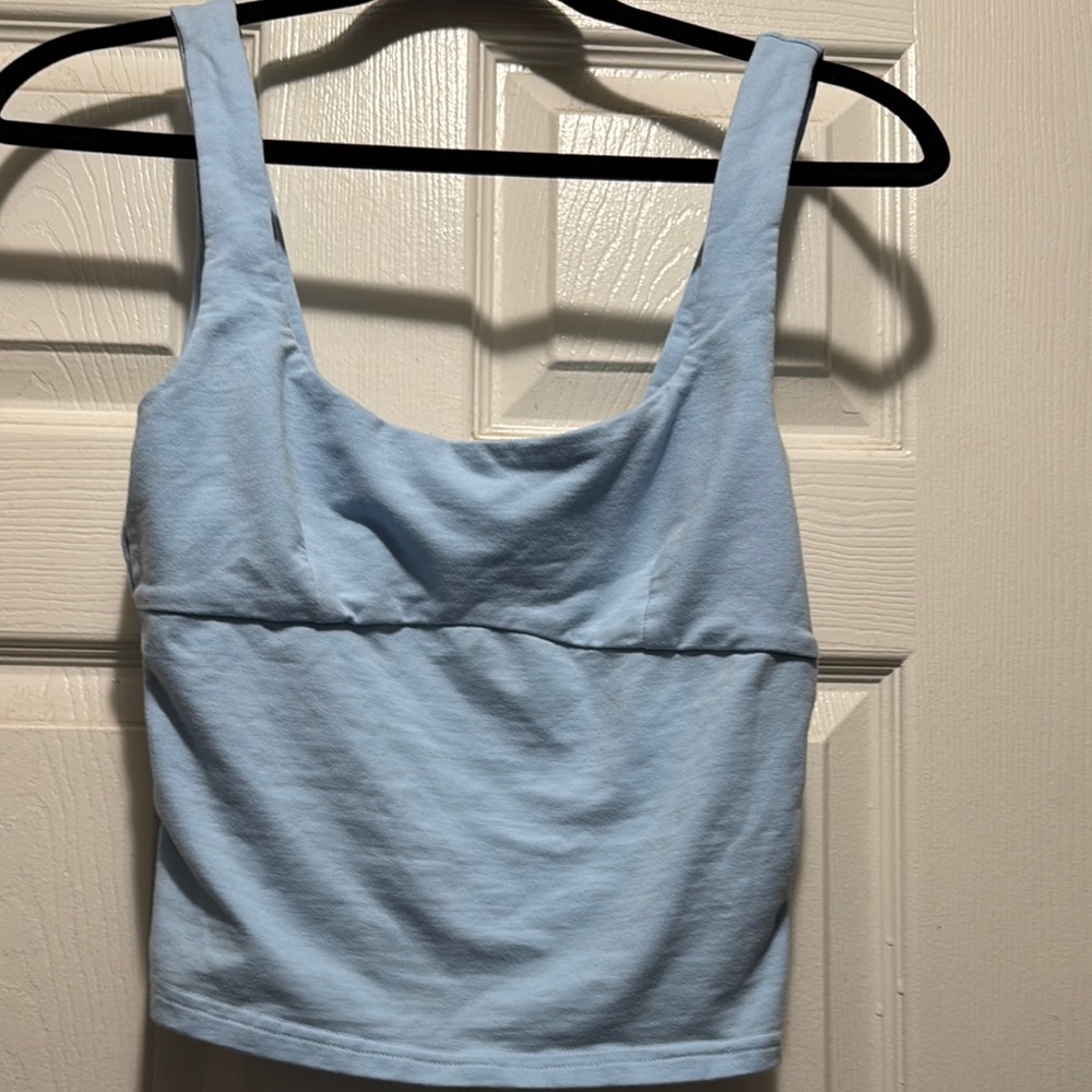 Blue Bustier Fitted Tank Top